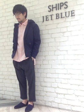 「SHIPS JET BLUE（シップスジェットブルー）のアイテム（シューズ）」を使った、横山さん（メンズ・175cm）の春コーディネート