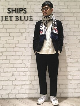「SHIPS JET BLUE（シップスジェットブルー）のアイテム（ジャケット/アウター）」を使った、横山さん（メンズ・175cm）の秋コーディネート