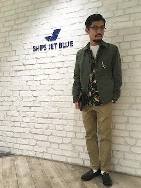 「SHIPS JET BLUE（シップスジェットブルー）のアイテム（ジャケット/アウター）」を使った、横山さん（メンズ・175cm）の春コーディネート