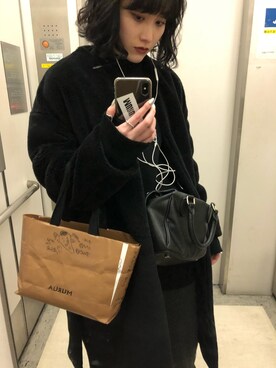 「黒髪」｜「アイテム（その他アウター）」を使った、Yukiさん（レディース・157cm）の冬コーディネート