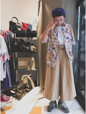 「CLANE（クラネ）のアイテム（カーゴパンツ）」を使った、Chiuさん（レディース・165cm）の夏コーディネート