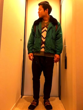 「mercibeaucoup,（メルシーボークー）のアイテム（その他シューズ）」を使った、しんたにさん（メンズ・179cm）の冬コーディネート
