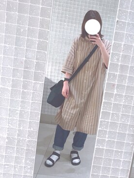 「PAR ICI」｜「アイテム（シャツワンピース）」を使った、夏生まれさん（レディース・166cm）の夏コーディネート