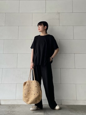 「La Manual Alpargatera（マヌアル・アルパルガテラ）のアイテム」を使った、おまつさん（レディース・161cm）の春コーディネート