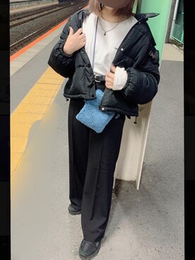 「NICE CLAUP（ナイスクラップ）のアイテム（ダウンジャケット/コート）」を使った、ちゅなさん（レディース・156cm）の冬コーディネート