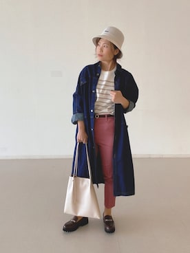 「春めきシューズ」｜「アイテム（ステンカラーコート）」を使った、mo-chanさん（レディース・161cm）の春コーディネート