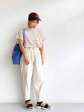「DRESKIP（ドレスキップ）のアイテム（キャップ）」を使った、mo-chanさん（レディース・161cm）の夏コーディネート
