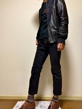 「DIESEL（ディーゼル）のアイテム（その他アウター）」を使った、haruさん（メンズ・168cm）の秋コーディネート