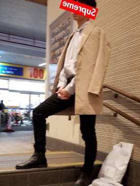 「韓流」｜「アイテム（ジャケット/アウター）」を使った、super chicken guyさん（メンズ・177cm）の冬コーディネート