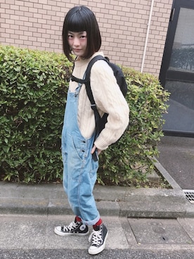 「cepo（セポ）のアイテム（オールインワン・サロペット）」を使った、鈴石 風さん（レディース・156cm）の春コーディネート