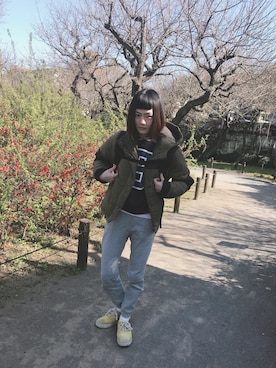 「ehka sopo（エヘカソポ）のアイテム（ダウンジャケット/コート）」を使った、鈴石 風さん（レディース・156cm）の春コーディネート