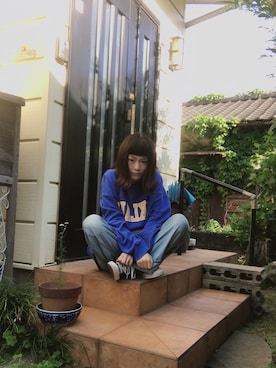 「OLDMICKEY （オールドミッキー）のアイテム」を使った、鈴石 風さん（レディース・156cm）の春コーディネート