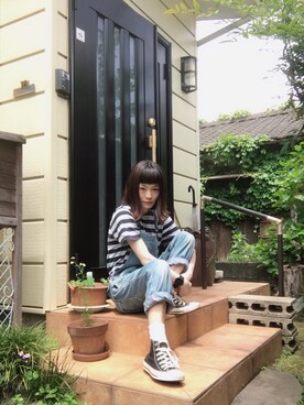 「cepo（セポ）のアイテム（オールインワン・サロペット）」を使った、鈴石 風さん（レディース・156cm）の春コーディネート