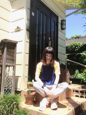 「スウエットパンツ」｜「アイテム（アナログ腕時計）」を使った、鈴石 風さん（レディース・156cm）の春コーディネート