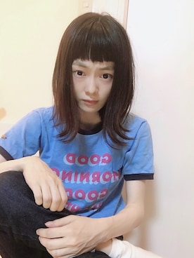「Aymmy in the batty girls（エイミーインザバッティーガール）のアイテム（Tシャツ/カットソー）」を使った、鈴石 風さん（レディース・156cm）の夏コーディネート