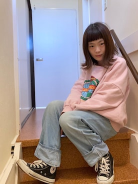「OLDMICKEY （オールドミッキー）のアイテム」を使った、鈴石 風さん（レディース・156cm）の冬コーディネート