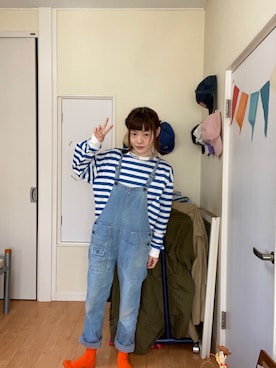 「cepo（セポ）のアイテム（オールインワン・サロペット）」を使った、鈴石 風さん（レディース・156cm）の冬コーディネート
