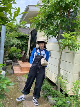 「ラグランTシャツ」｜「アイテム（オールインワン・サロペット）」を使った、鈴石 風さん（レディース・156cm）の春コーディネート
