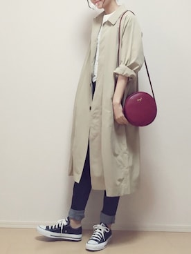 「A part by（アパートバイ）のアイテム（ステンカラーコート）」を使った、MAYUKOさん（レディース・163cm）の春コーディネート