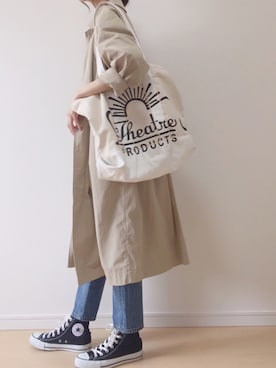 「A part by（アパートバイ）のアイテム（ステンカラーコート）」を使った、MAYUKOさん（レディース・163cm）の春コーディネート