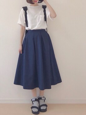 MAYUKOさんの「コットンフレアタックミディスカート1012N」を使ったコーディネート