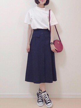 「SWINGLE（スウィングル）のアイテム（ショルダーバッグ）」を使った、MAYUKOさん（レディース・163cm）の夏コーディネート