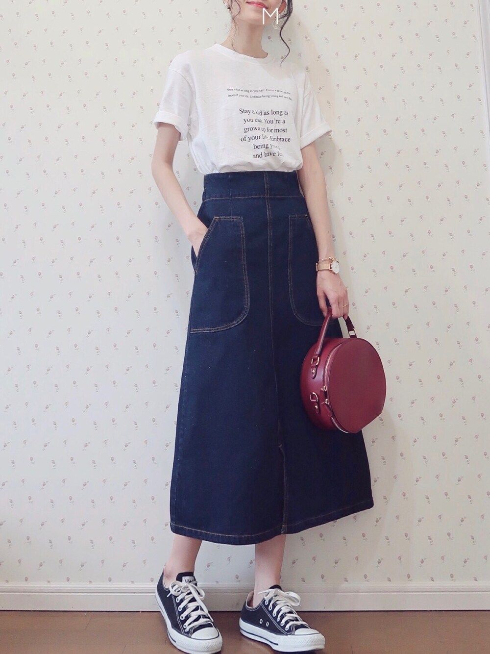 MAYUKOさんの「フロントポケットデザイン デニムロングスカート（Pierrot）」を使ったコーディネート