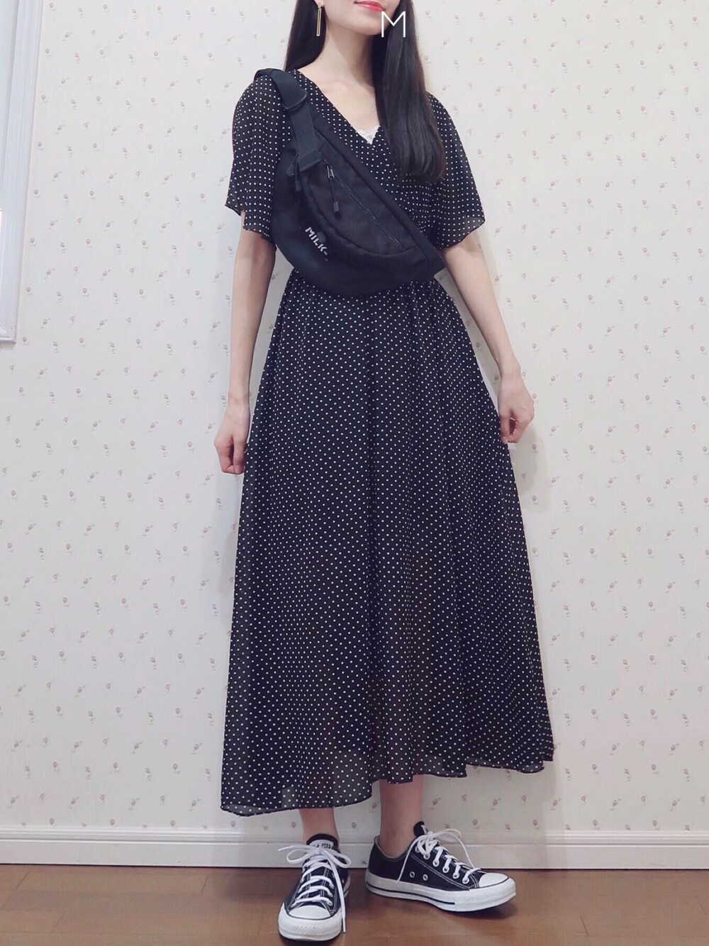 「fifthのアイテム（ワンピース/ドレス、ブラック系）」を使った、MAYUKOさん（レディース・163cm）の春コーディネートの1枚目の写真