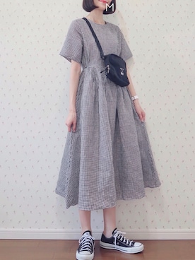 「bach（バッハ）のGY26 SACOCHE BACH サコッシュ（ショルダーバッグ）」を使った、MAYUKOさん（レディース・163cm）の夏コーディネート