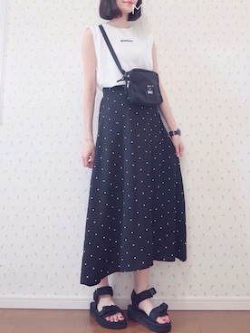 「bach（バッハ）のGY26 SACOCHE BACH サコッシュ（ショルダーバッグ）」を使った、MAYUKOさん（レディース・163cm）の夏コーディネート