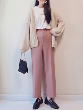 「select MOCA（セレクトモカ）の柔らかく履きやすいフェイクレザーゴールドビット付きローファー（ローファー）」を使った、MAYUKOさん（レディース・163cm）の冬コーディネート