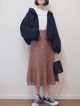 「FREE'S MART（フリーズマート）のアイテム（スカート）」を使った、MAYUKOさん（レディース・163cm）の春コーディネート