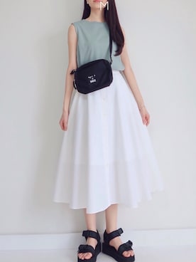 「bach（バッハ）のGY26 SACOCHE BACH サコッシュ（ショルダーバッグ）」を使った、MAYUKOさん（レディース・163cm）の夏コーディネート