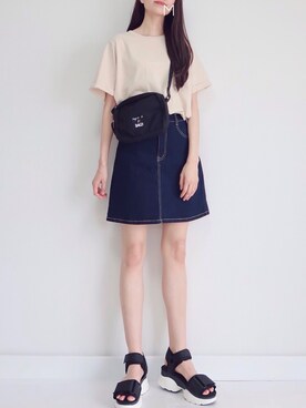 「bach（バッハ）のGY26 SACOCHE BACH サコッシュ（ショルダーバッグ）」を使った、MAYUKOさん（レディース・163cm）の夏コーディネート