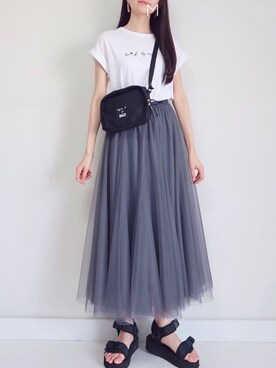 MAYUKOさんの「[低身長サイズ有]チュールロングスカート」を使ったコーディネート