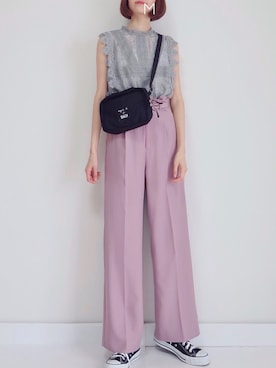 「bach（バッハ）のGY26 SACOCHE BACH サコッシュ（ショルダーバッグ）」を使った、MAYUKOさん（レディース・163cm）の夏コーディネート