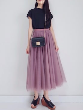 「fifth（フィフス）のフラップチェーンショルダーバッグ（ショルダーバッグ）」を使った、MAYUKOさん（レディース・163cm）の夏コーディネート