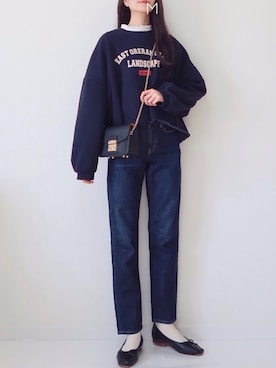 「DHOLIC（ディーホリック）のアイテム（スウェット）」を使った、MAYUKOさん（レディース・163cm）の冬コーディネート