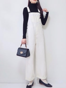 「GU（ジーユー）のアイテム（オールインワン・サロペット）」を使った、MAYUKOさん（レディース・163cm）の冬コーディネート