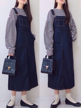 「GU（ジーユー）のアイテム（オールインワン・サロペット）」を使った、MAYUKOさん（レディース・163cm）の冬コーディネート
