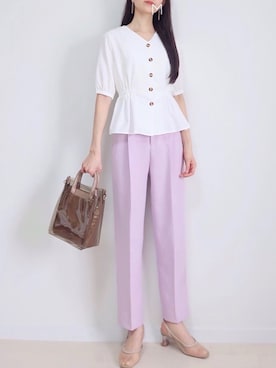 「EVOL（イーボル）の21SS春夏新作【EVOL】チュールクリアヒールパンプス IQ9517（パンプス）」を使った、MAYUKOさん（レディース・163cm）の春コーディネート