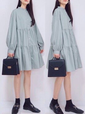 「select MOCA（セレクトモカ）の柔らかく履きやすいフェイクレザーゴールドビット付きローファー（ローファー）」を使った、MAYUKOさん（レディース・163cm）の春コーディネート