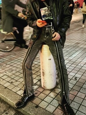 「BlackEyePatch（ブラックアイパッチ）のアイテム（スウェット）」を使った、ぶっさん。さん（メンズ・164cm）の冬コーディネート