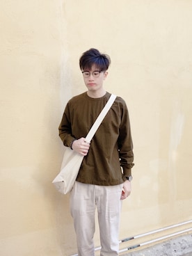 「OMNIGOD（オムニゴッド）のアイテム（バッグ）」を使った、ikerlamさん（メンズ・176cm）の冬コーディネート