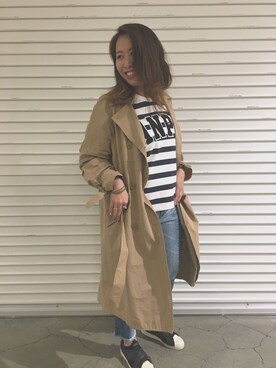 「AVIREX（アヴィレックス）のアイテム（トレンチコート）」を使った、ayanaさん（レディース・158cm）の冬コーディネート