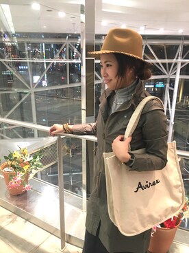 「AVIREX（アヴィレックス）のアイテム（トレンチコート）」を使った、ayanaさん（レディース・158cm）の冬コーディネート
