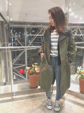 「AVIREX（アヴィレックス）のアイテム（トレンチコート）」を使った、ayanaさん（レディース・158cm）の春コーディネート