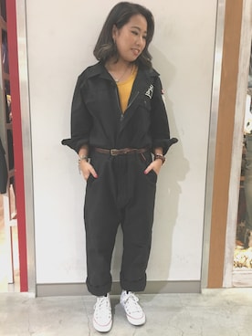 「AVIREX（アヴィレックス）のアイテム（つなぎ/オールインワン）」を使った、ayanaさん（レディース・158cm）の夏コーディネート