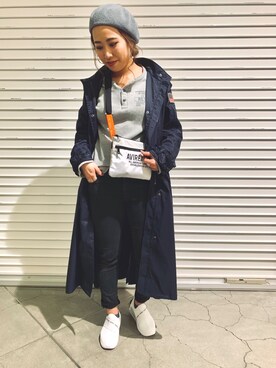 「トレンチ」｜「アイテム（帽子）」を使った、ayanaさん（レディース・158cm）の春コーディネート
