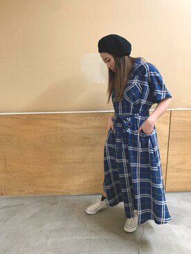 「AVIREX（アヴィレックス）のアイテム（シャツワンピース）」を使った、ayanaさん（レディース・158cm）の春コーディネート